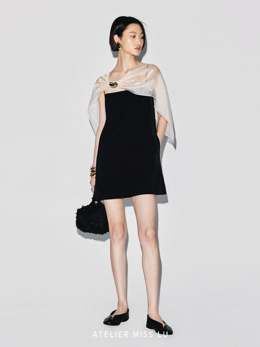 【月下巡游】贝壳样式金属装饰披风吊带小A字连衣裙 商品图2