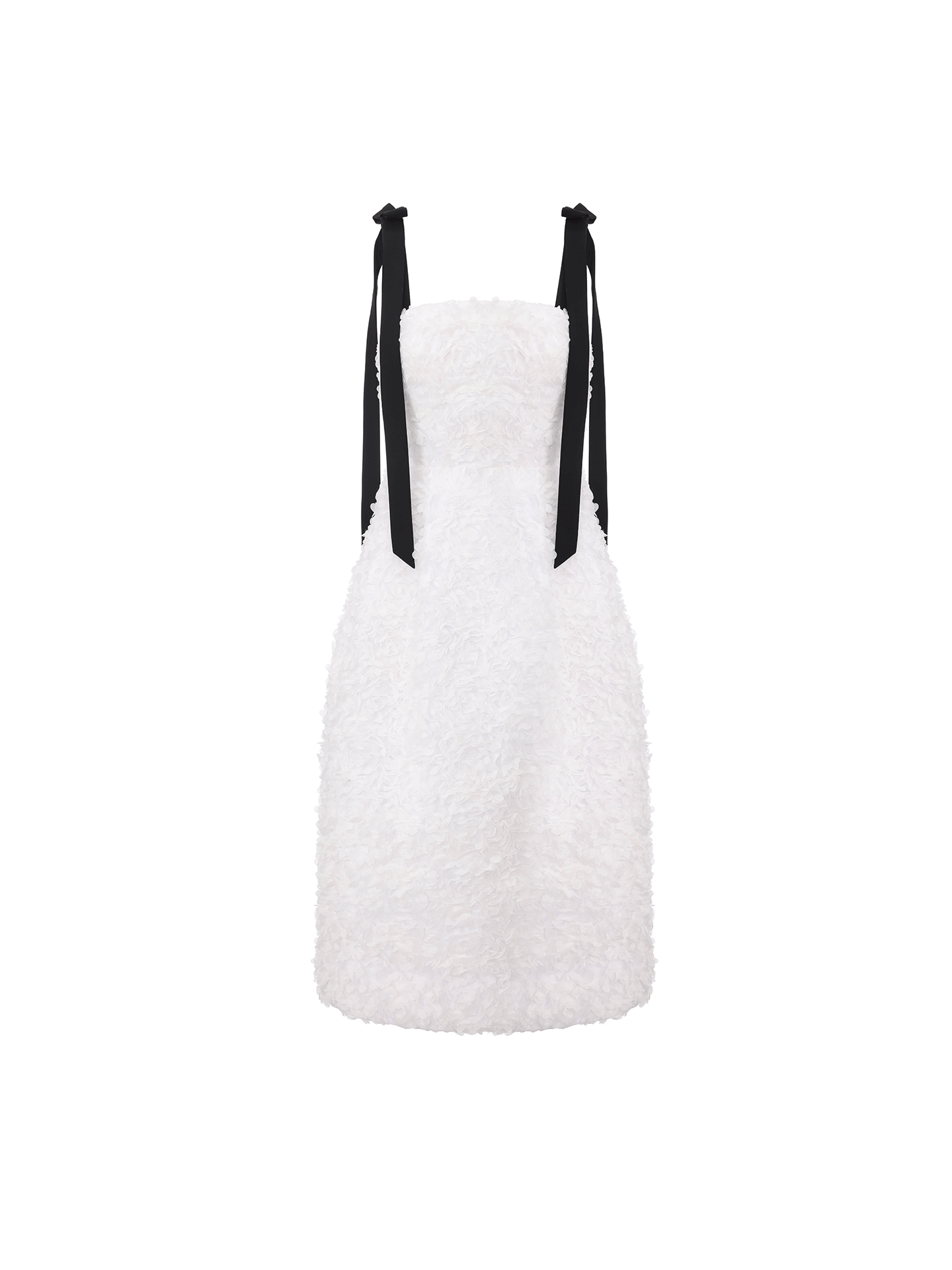 【蓬蓬罗曼史】重工立体花瓣肌理廓形飘带连衣裙