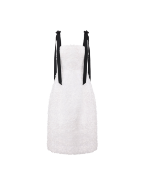 【蓬蓬罗曼史】重工立体花瓣肌理廓形飘带连衣裙