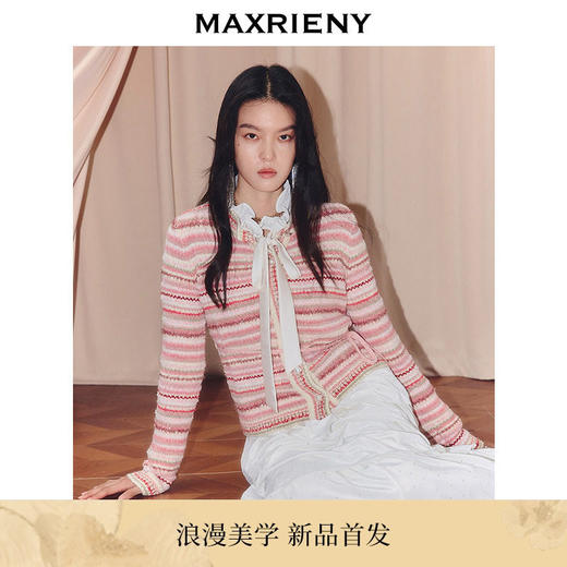 天虹发货：MAXRIENY欧若风穿搭条纹毛针织衫25冬款费尔岛风针织长袖上衣女(货号:MS86SW521) 商品图0