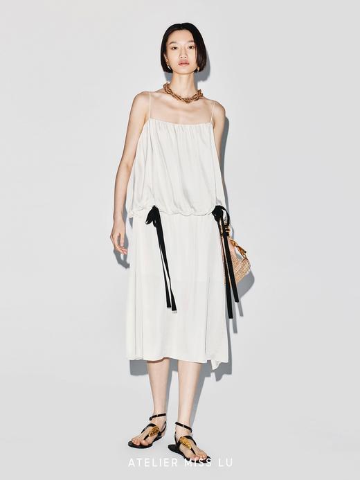 【塞纳晨光】花苞造型飘带醋酸吊带连衣裙 商品图3