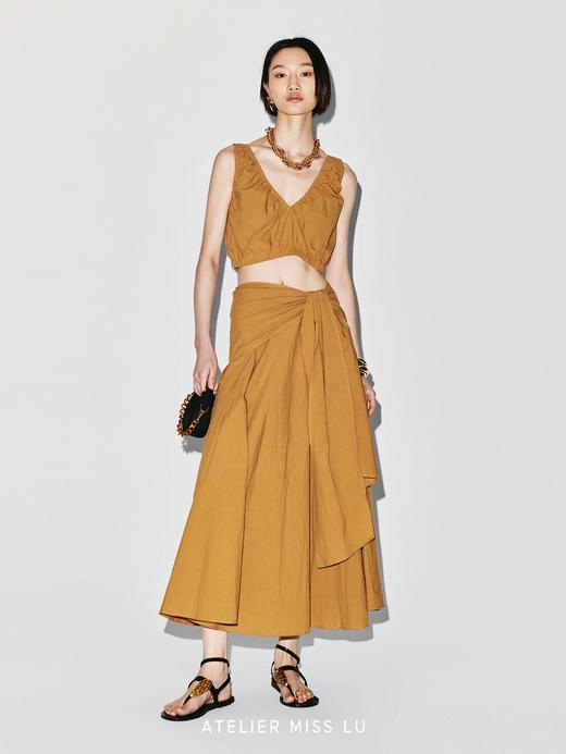 【黄昏刻度】围裹式绑带设计大摆A字中长款半裙 商品图2