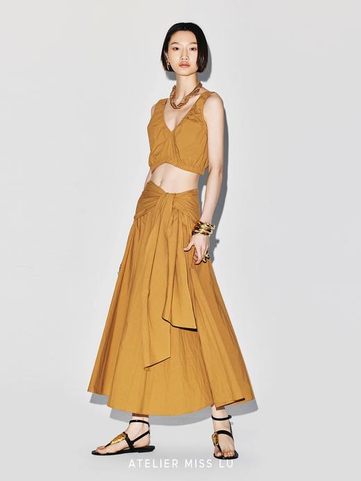 【黄昏刻度】围裹式绑带设计大摆A字中长款半裙 商品图3