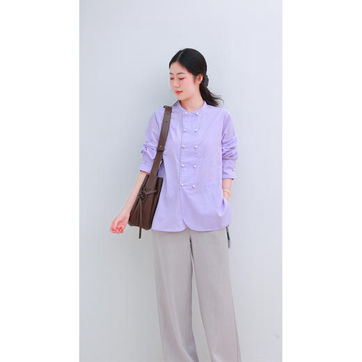 【抖音专属】新中式衬衣(25810307暮山紫) 商品图1