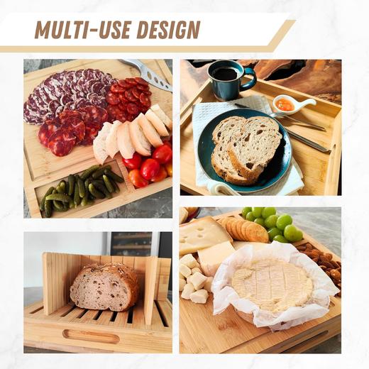 美国 KENOMAZA 竹制面包切片器 可调节尺寸 带碎屑托盘和防滑垫 商品图2