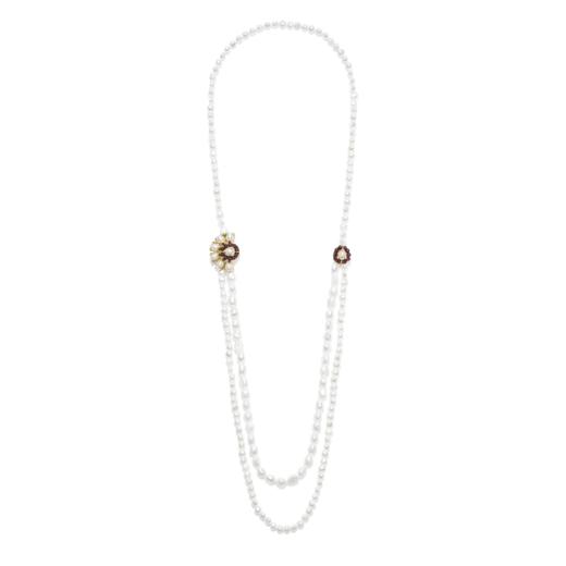 订购6个月到｜Goossens Paris-Perles Baroques-巴洛克珍珠 石榴石 长款 项链［法国设计师］ 商品图0