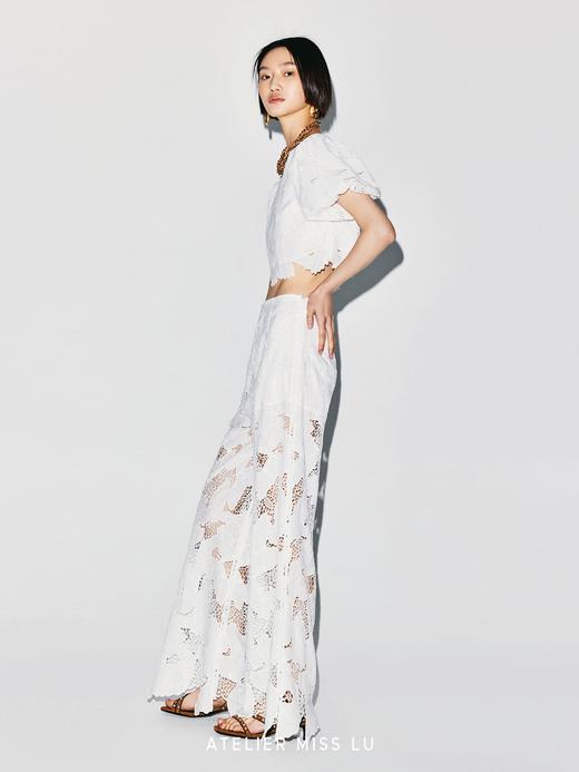 【光之剪影】光影镂空蕾丝不规则下摆宽松长裤 商品图4
