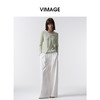 VIMAGE纬漫纪休闲不规则斜门襟显瘦薄荷绿针织上衣2026春季新款V2513207 商品缩略图0