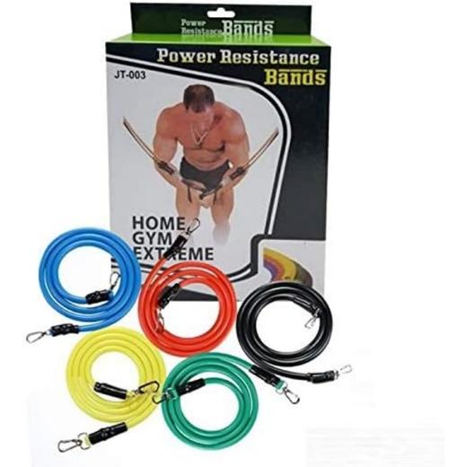亚马逊热卖 高品质JT-003 5合1家庭健身房锻炼弹力阻力带套装 【含2个泡沫手柄、2个脚踝带、1个固定器和储物袋】 商品图1