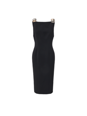 【夜色贝语】贝壳样式金属装饰露背修身连衣裙