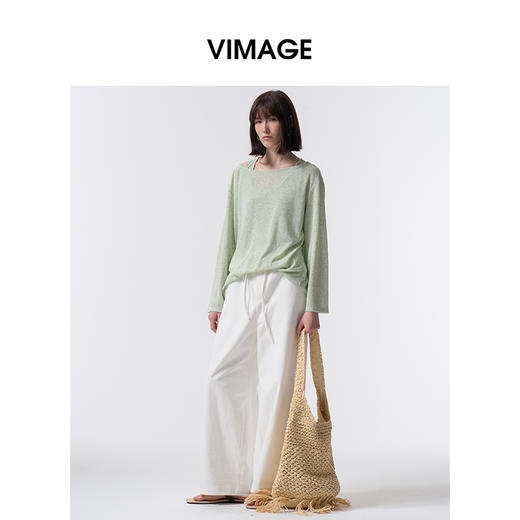 VIMAGE纬漫纪早春薄荷绿慵懒休闲减龄宽松两件套上衣2026春季新款V2513206 商品图1