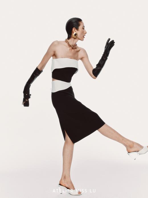 【漫步云端】水流线条环绕直身半裙 商品图2