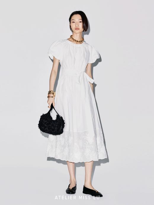 【告白情书】花苞袖造型立体刺绣肌理拼接连衣裙 商品图1