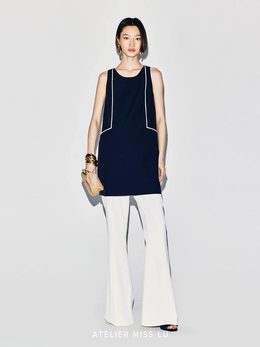 【星际漫游】撞色几何线条口袋设计直身连衣裙 商品图2