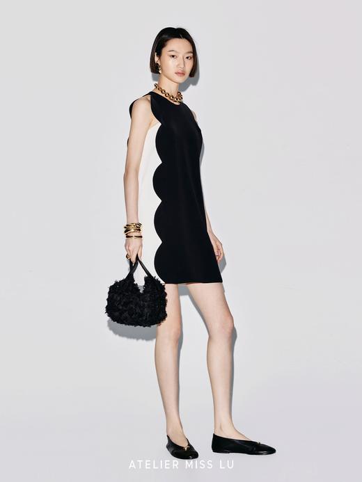 【白脱夹心】半圆波浪廓形无袖直身连衣裙 商品图3