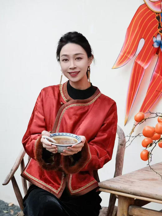 盛唐婧 | 丹霞映璧香云纱重缎夹棉水貂上衣 商品图0