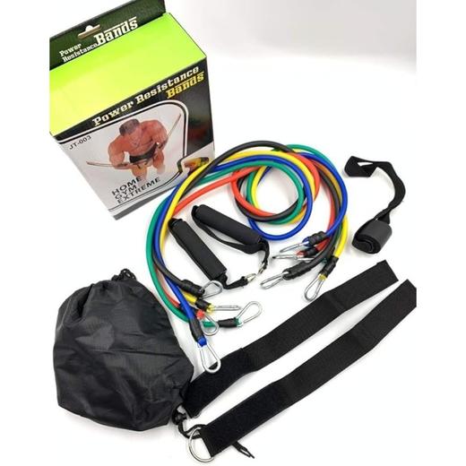 亚马逊热卖 高品质JT-003 5合1家庭健身房锻炼弹力阻力带套装 【含2个泡沫手柄、2个脚踝带、1个固定器和储物袋】 商品图2