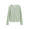 VIMAGE纬漫纪休闲不规则斜门襟显瘦薄荷绿针织上衣2026春季新款V2513207 商品缩略图5
