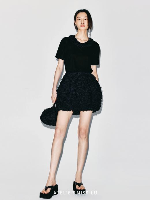 【砰砰芝麻丸】重工立体花瓣肌理圆弧收口花苞短裙 商品图2