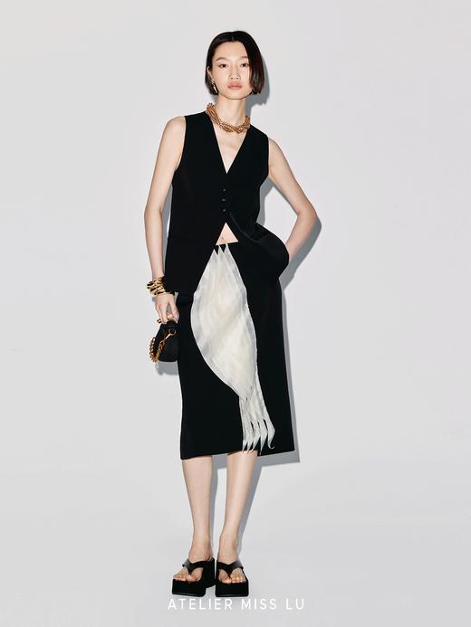 【星海潮汐】圆弧薄纱层叠拼接设计直身半裙 商品图3