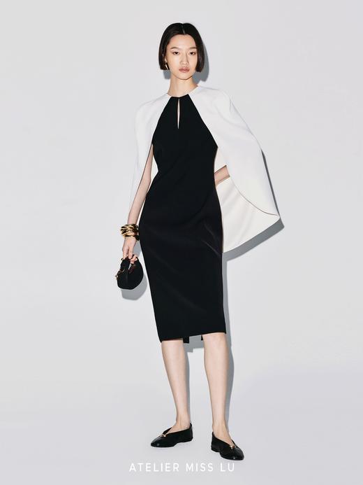 【维纳斯晚宴】撞色斗篷拼接设计修身连衣裙 商品图3