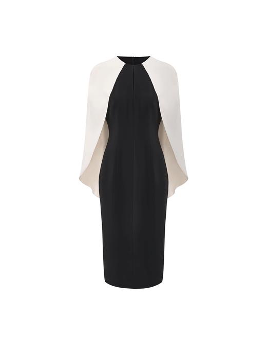 【维纳斯晚宴】撞色斗篷拼接设计修身连衣裙 商品图0