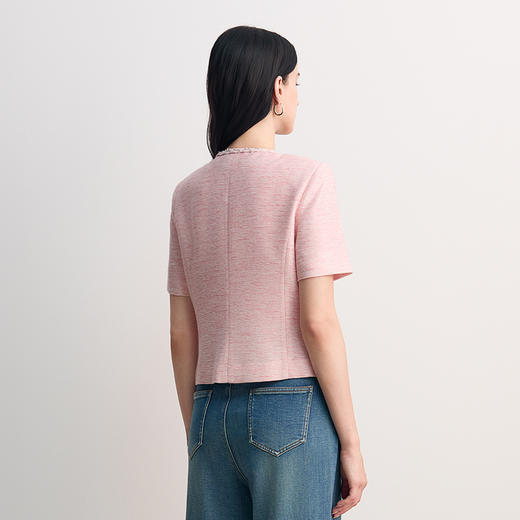 EITIE爱特爱法式温柔百搭小香风圆领短袖外套2026春季新款8503212 商品图4