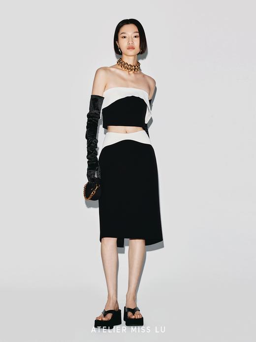 【漫步云端】水流线条环绕直身半裙 商品图1