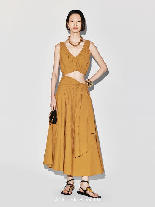 【黄昏刻度】围裹式绑带设计大摆A字中长款半裙 商品图1