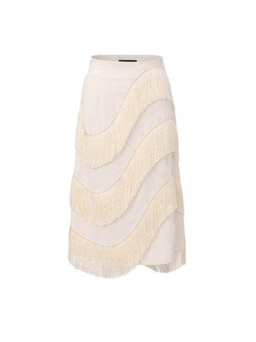 【日光瀑布】不规则流苏环绕摩登直身半裙 商品图0