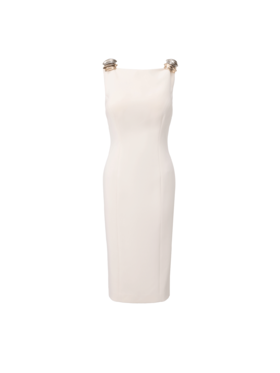 【月光贝语】贝壳样式金属装饰露背修身连衣裙