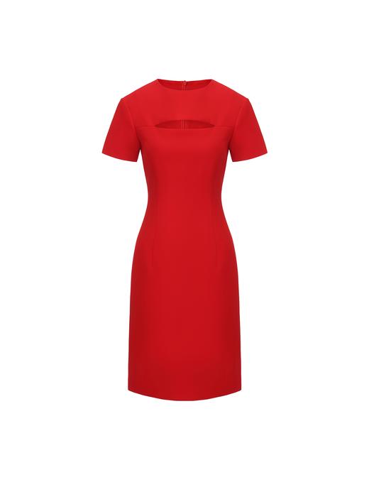 【微醺之后】几何镂空设计修身短袖连衣裙 商品图0