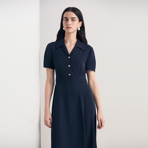 EITIE爱特爱气质通勤纯色简约收腰显瘦衬衫式连衣裙2026春季新款8507228 商品图5