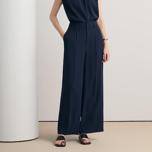 EITIE爱特爱干练通勤高腰直筒显瘦垂坠西装休闲裤2026春新款8505216 商品图3