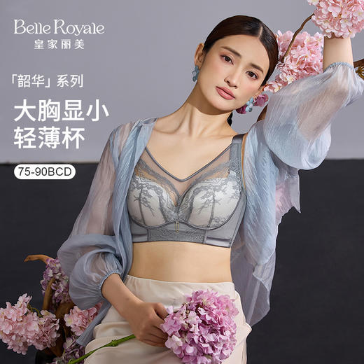 皇家丽美韶华系列大胸显小文胸 轻薄杯 360° 记忆软钢圈 高侧比收副乳 BCD 杯内衣WJ2509-1 商品图0