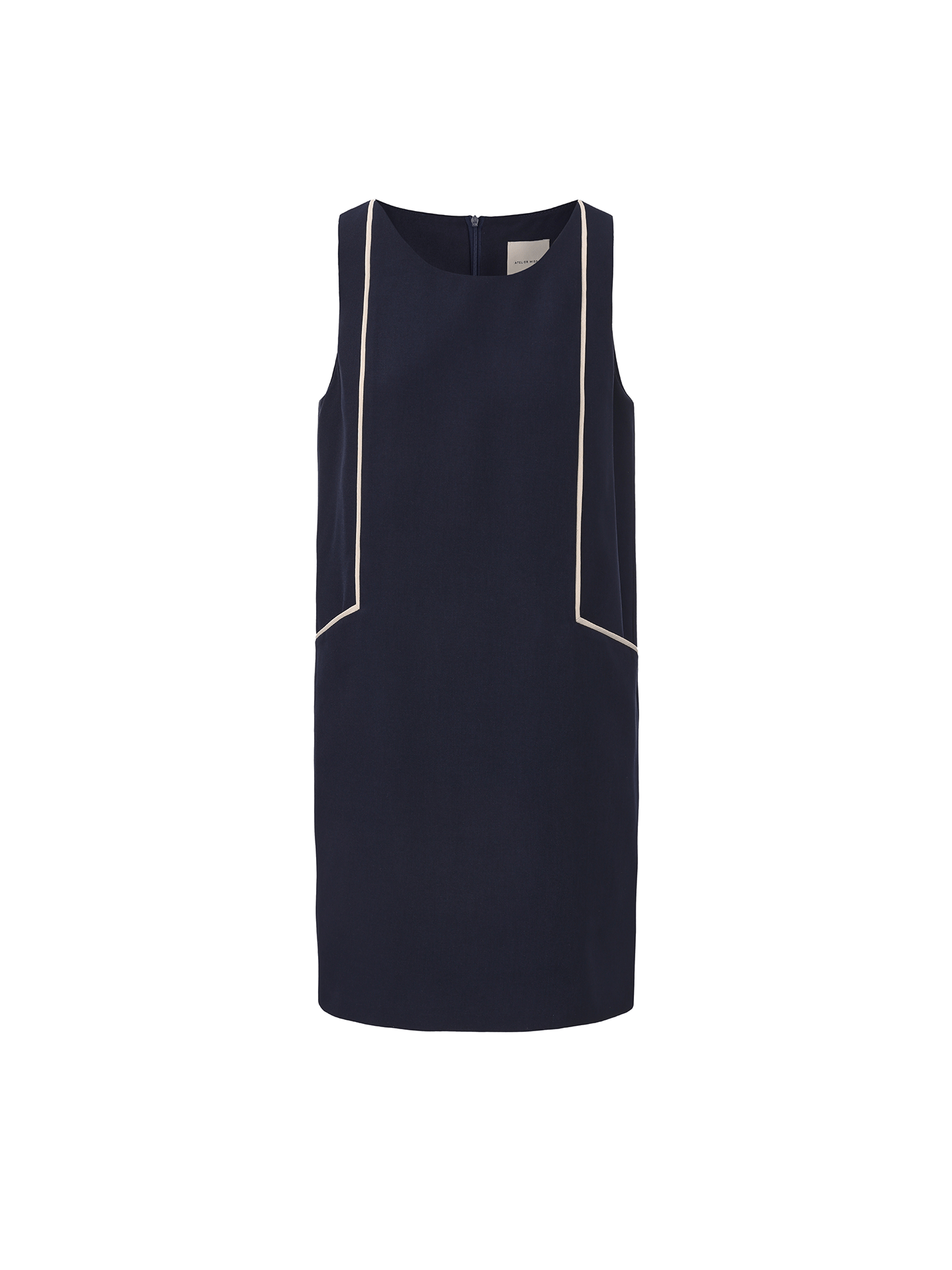 【星际漫游】撞色几何线条口袋设计直身连衣裙