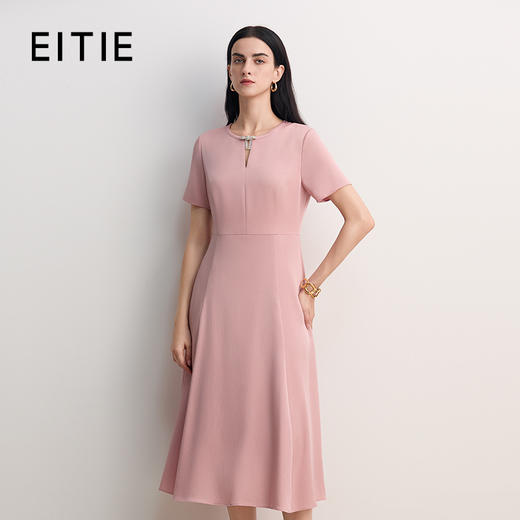 EITIE爱特爱法式温柔水滴领气质显瘦连衣裙2026春季新款8507219 商品图0