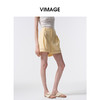 VIMAGE纬漫纪纯棉高腰镂空花边舒适休闲浅黄色短裤2026春季新款V2505207 商品缩略图2