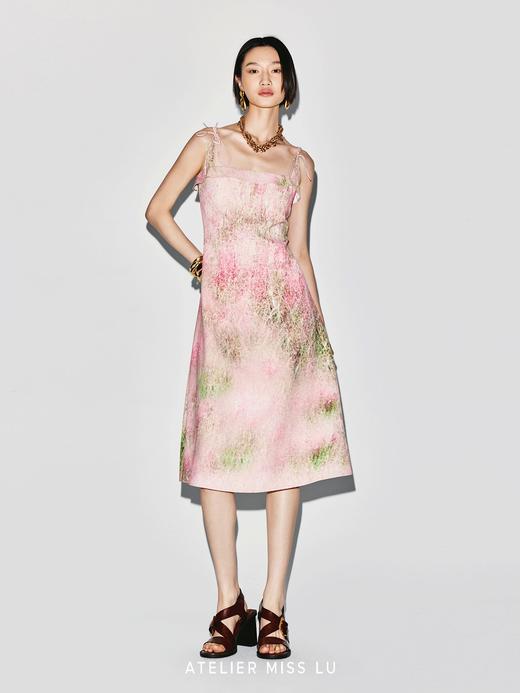 【粉云梦境】品牌定染印花吊带A字连衣裙 商品图1