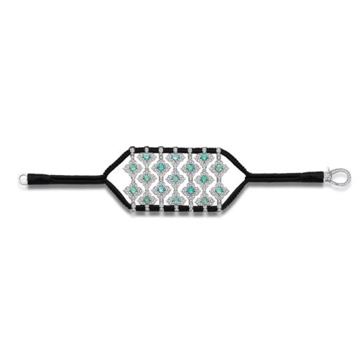 订购12周到｜Van Den Abeele-Brasilia-黑色 编织 纤维 莫桑钻 祖母绿 手链［法国设计师］ 商品图3