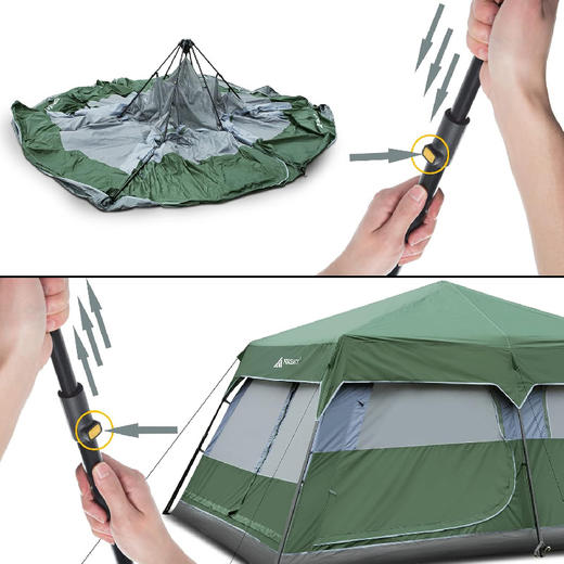 美国 Forceatt 家庭团体帐篷 10人容纳 带8个大网窗的隧道帐篷 2个房间 便携 适合露营和户外徒步 X0033ZLYFF 商品图3