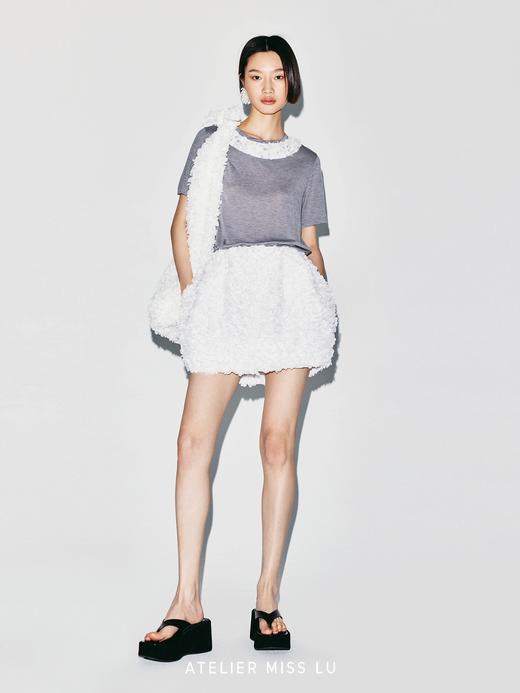 【砰砰云球】重工立体花瓣肌理圆弧收口花苞短裙 商品图1