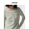 VIMAGE纬漫纪休闲不规则斜门襟显瘦薄荷绿针织上衣2026春季新款V2513207 商品缩略图3