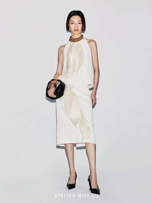 【白昼潮汐】圆弧薄纱层叠拼接设计直身半裙 商品图1