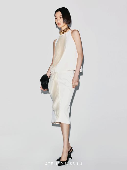 【白昼潮汐】圆弧薄纱层叠拼接设计直身半裙 商品图2