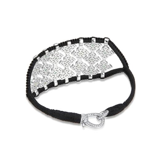 订购12周到｜Van Den Abeele-Brasilia-黑色 编织 纤维 莫桑钻 祖母绿 手链［法国设计师］ 商品图2