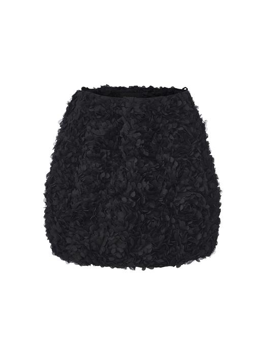 【砰砰芝麻丸】重工立体花瓣肌理圆弧收口花苞短裙 商品图0