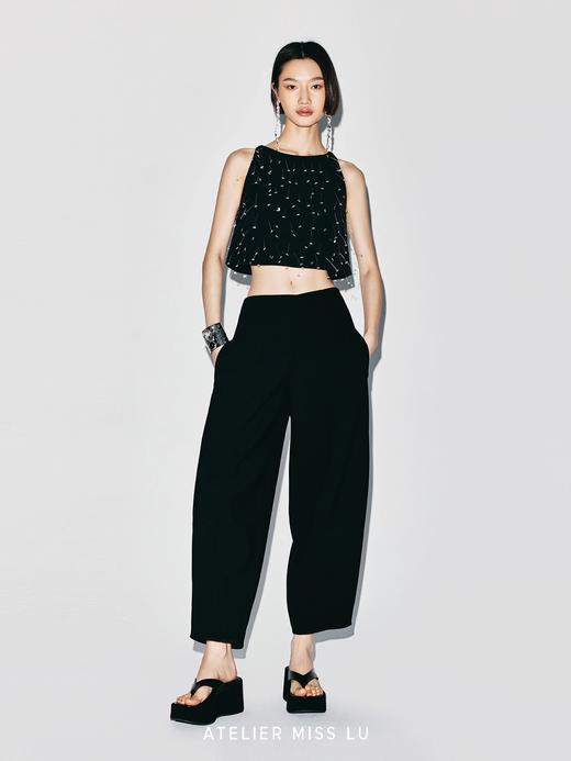 【暗月之弧】春夏艺术感弯刀廓形长裤 商品图1