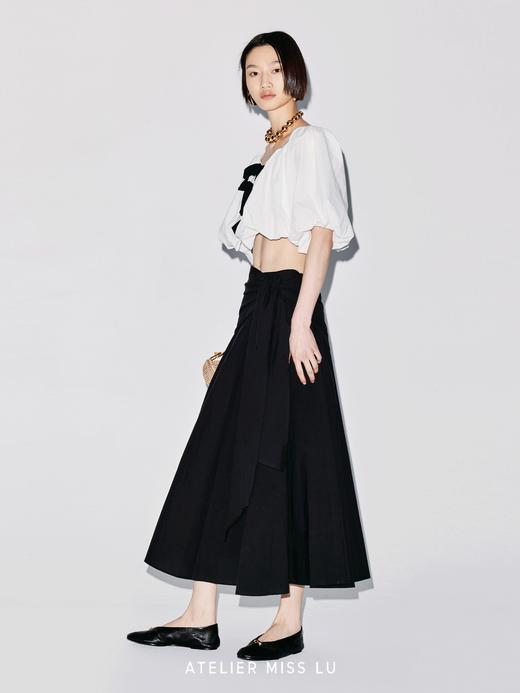 【夜风痕迹】围裹式绑带设计大摆A字中长款半裙 商品图1