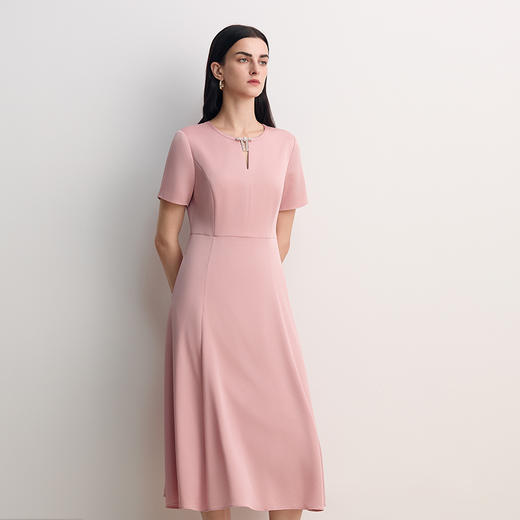 EITIE爱特爱法式温柔水滴领气质显瘦连衣裙2026春季新款8507219 商品图3